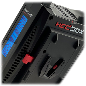 HEDBOX HED-DC150V | Incarcator Dual Simultan V-Mount cu LCD si Power Bank 4-Pin XLR, 75W
