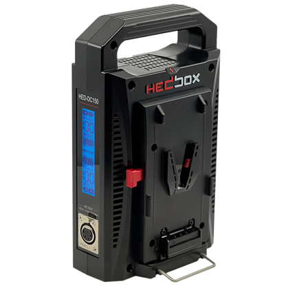 HEDBOX HED-DC150V | Incarcator Dual Simultan V-Mount cu LCD si Power Bank 4-Pin XLR, 75W